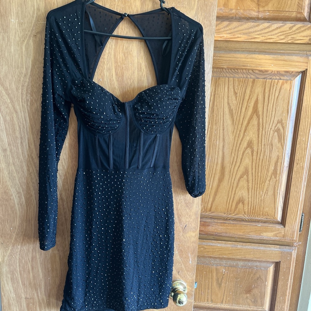 Elegant Black Studded Dress